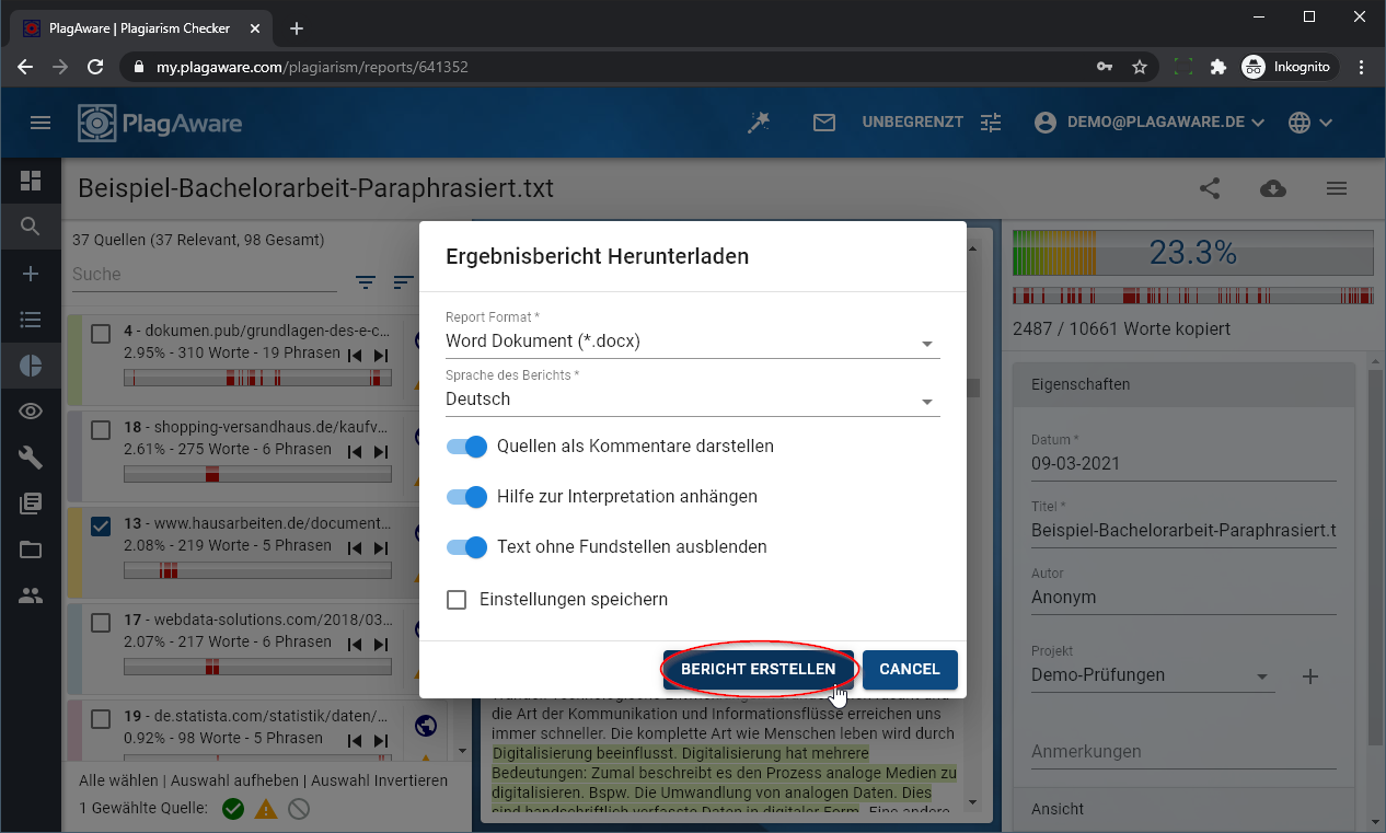 Download the plagiarism scan report