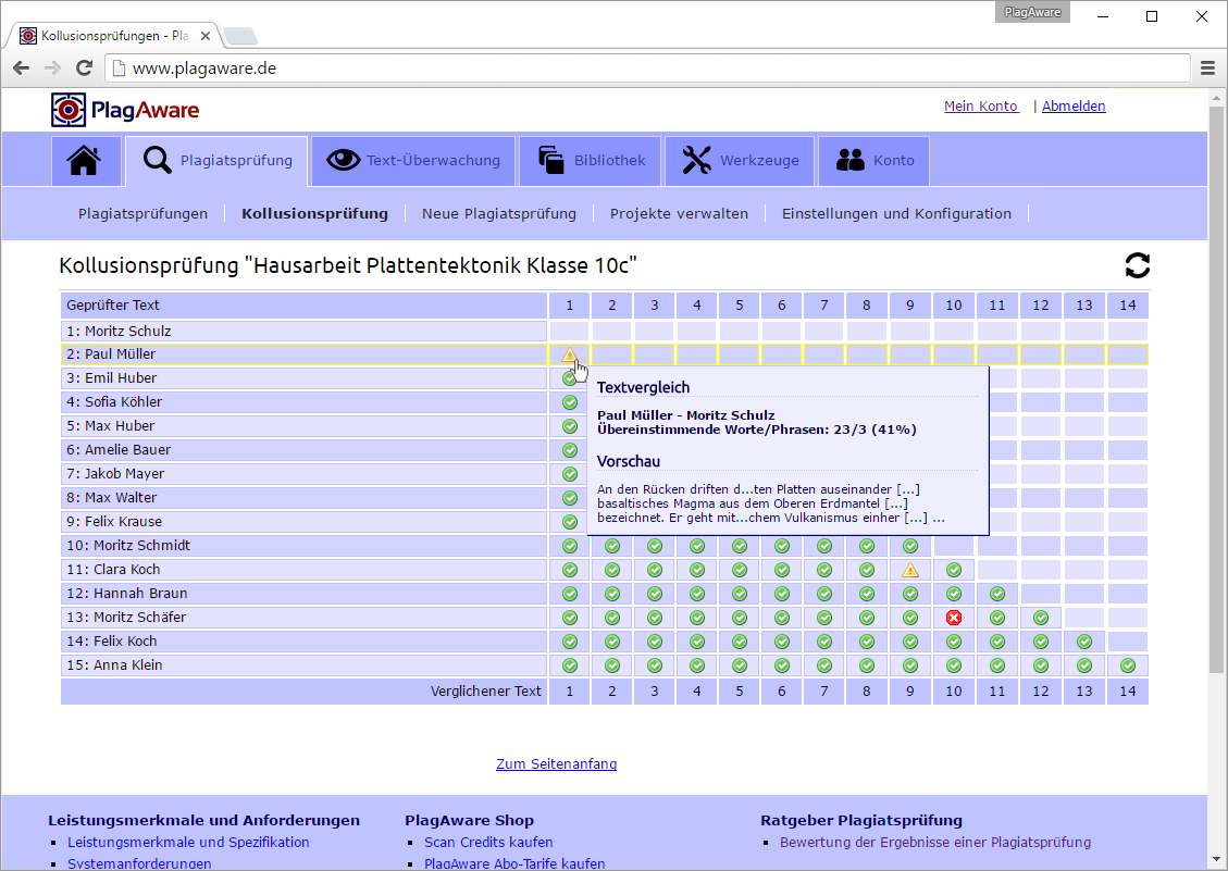 Screenshot of collusion controlling