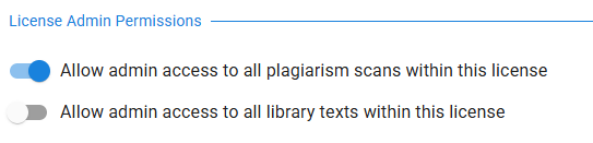 Access rights in the license settings