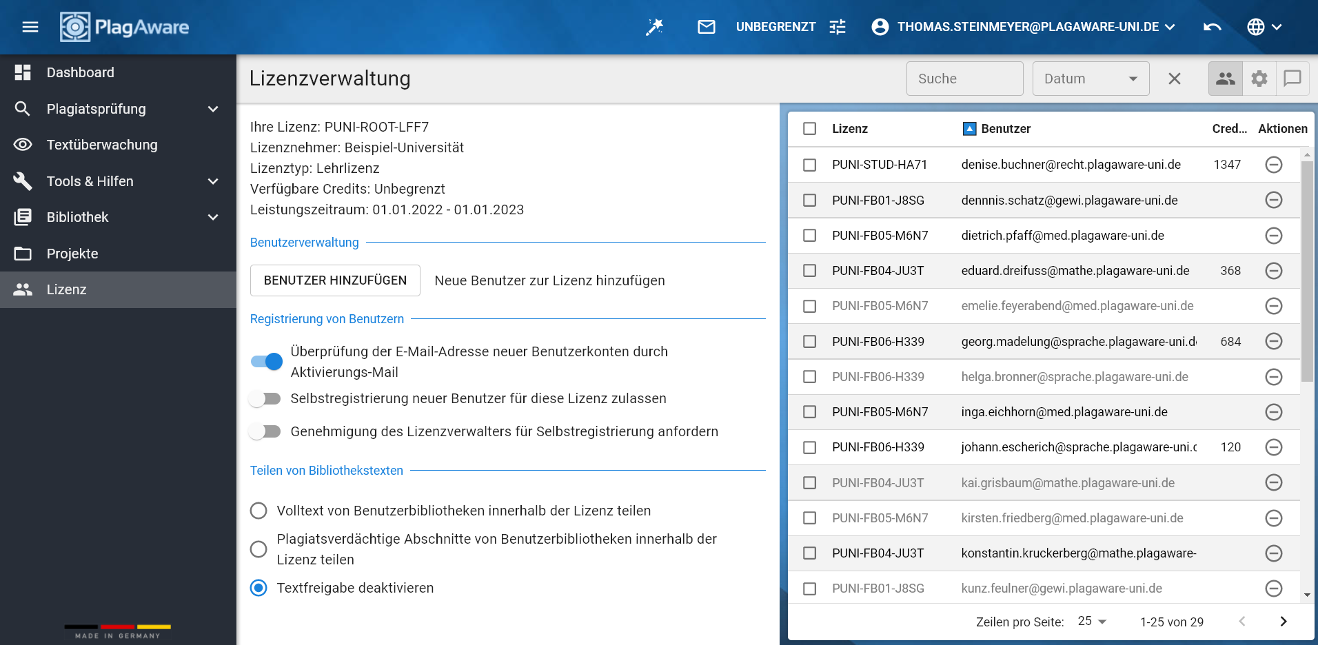 Assistent für eine neue Plagiatsprüfung Screenshot Assistent für eine neue Plagiatsprüfung