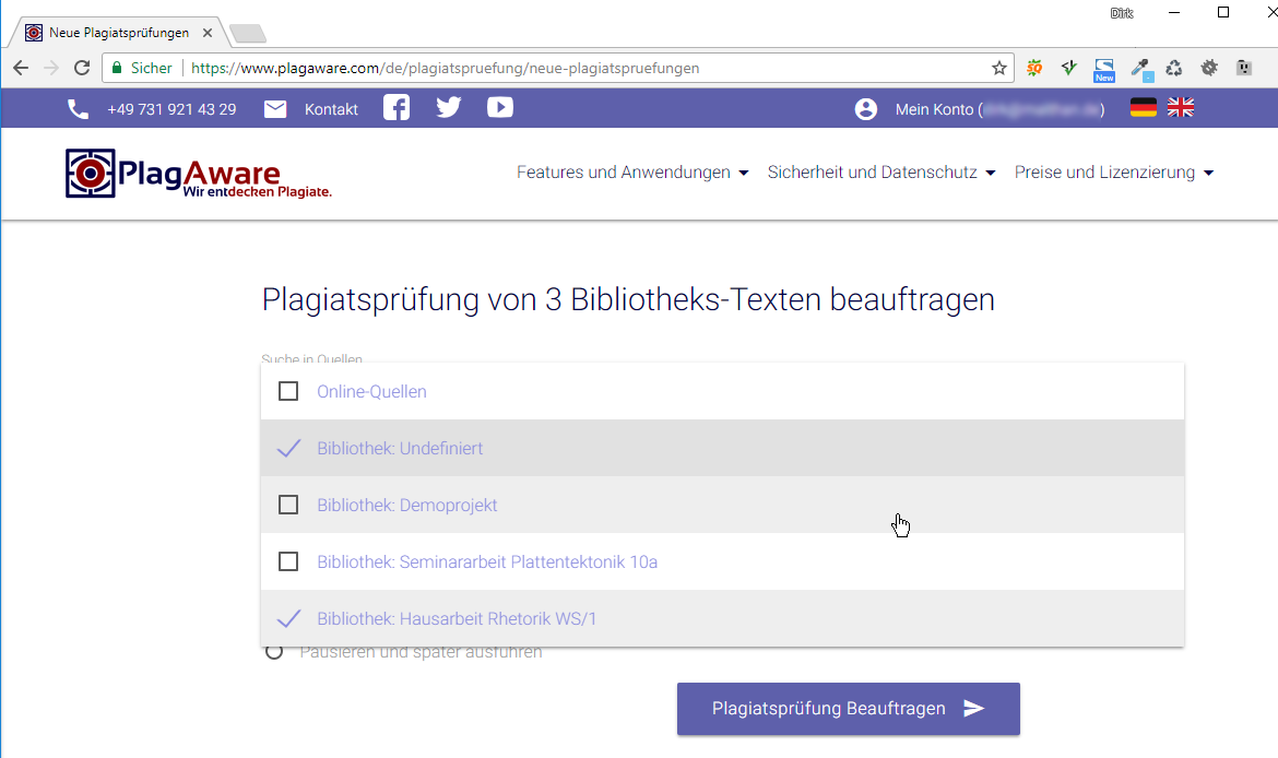 Plagiatssuche in eigenen Texten